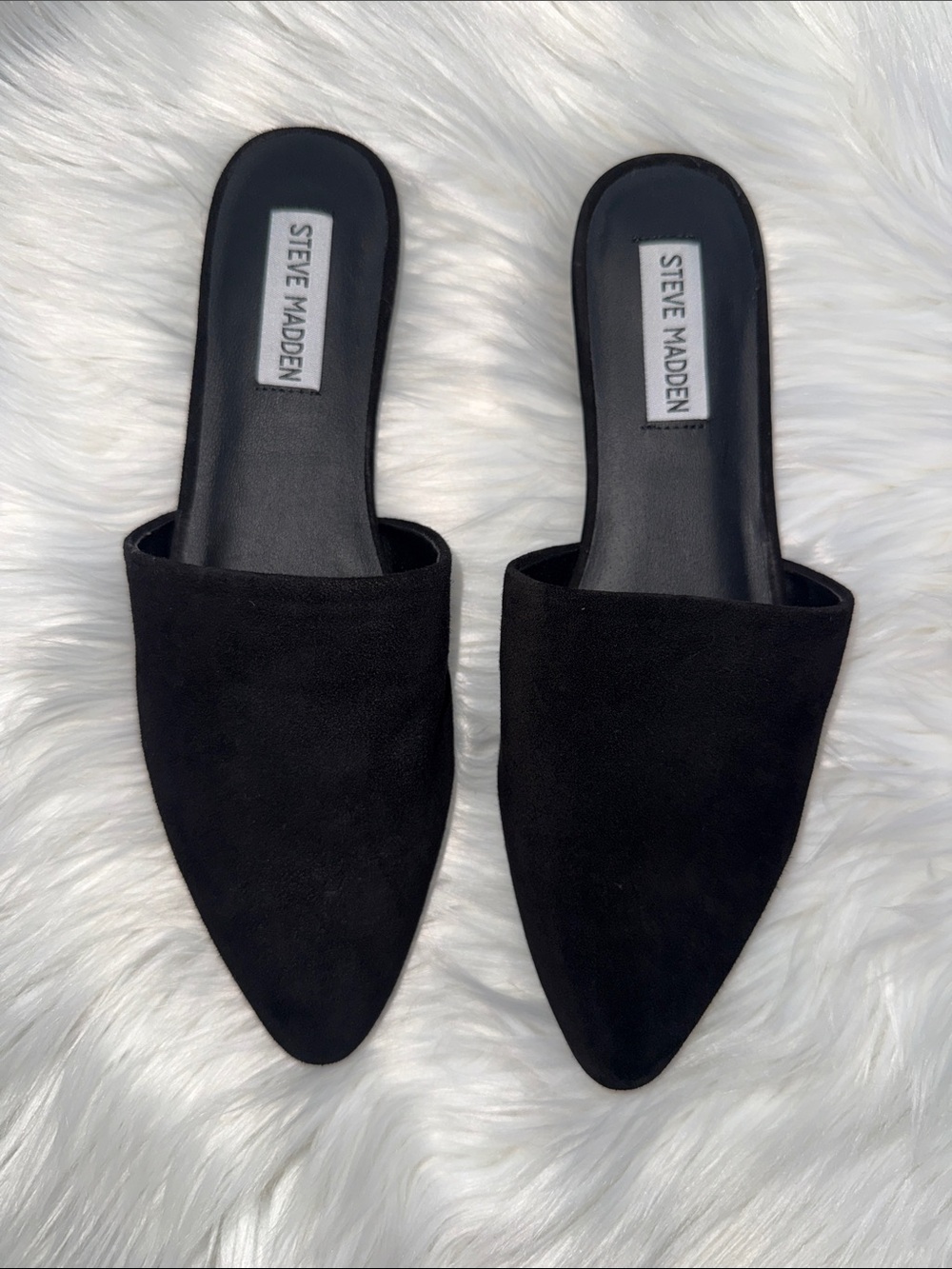 Steve Madden Trace Black Pointed Mule Slides size 7.5 NWT